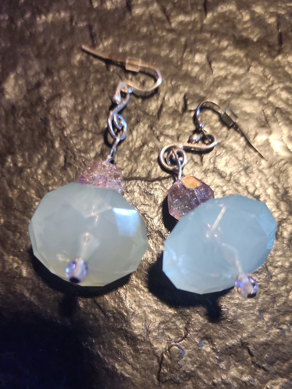Elegant Ice Blue Faceted Drop Earrings - Women Jewelry - Picture 1 of 1